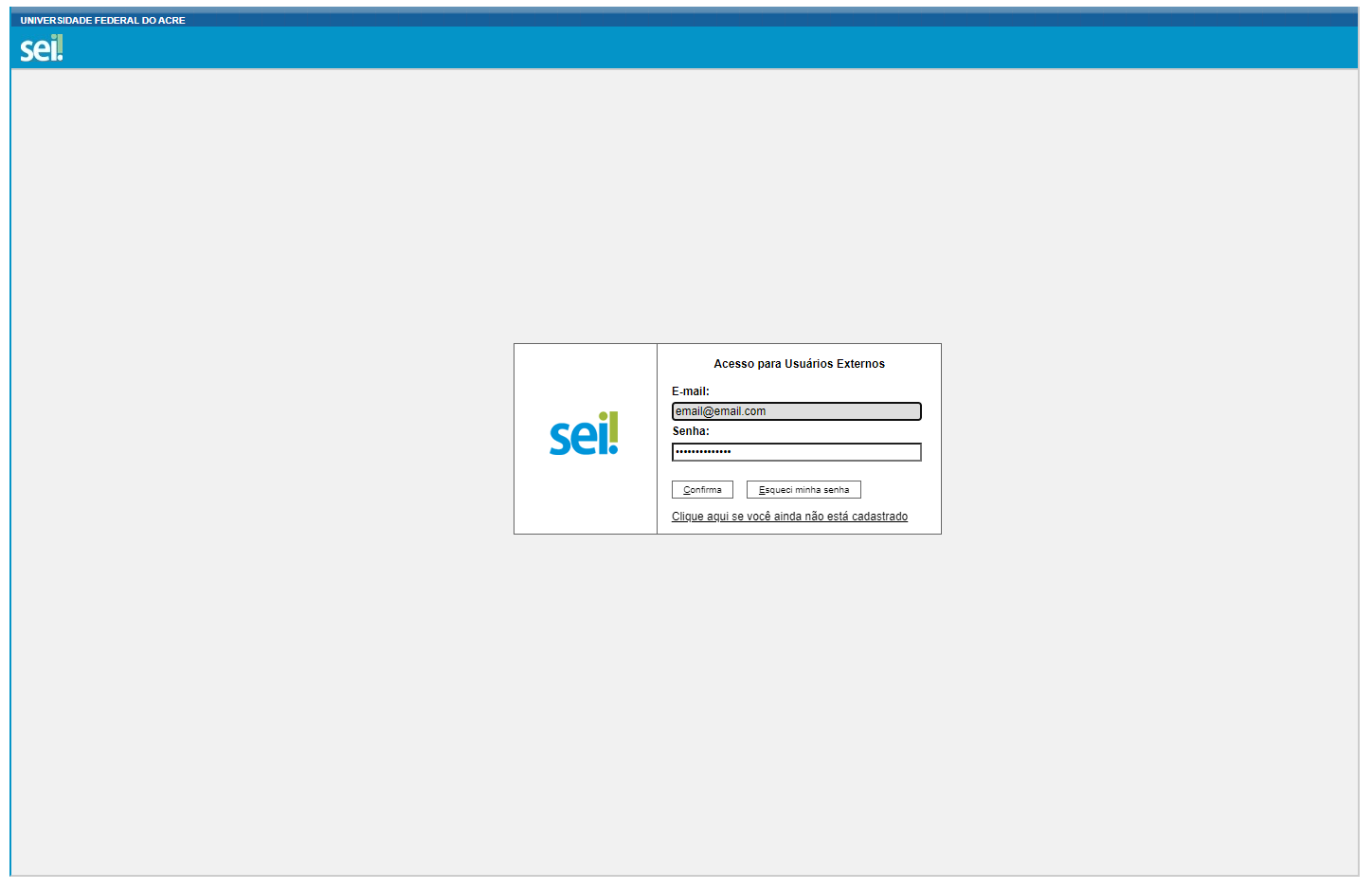 Digite sua senha e login