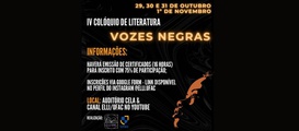 4º Colóquio de Literatura, de 29/10 a 01/11, discute vozes negras